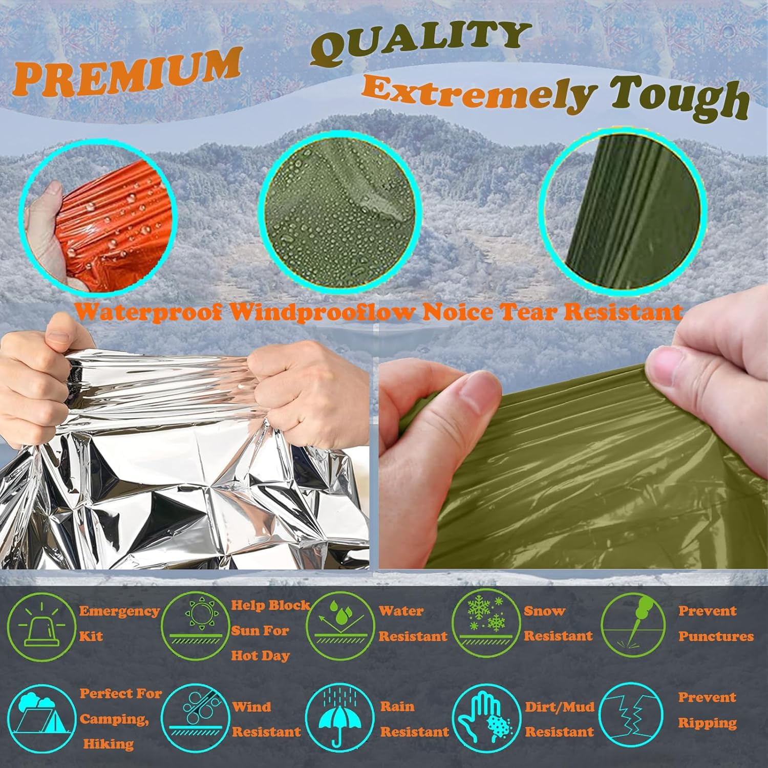 Camping Raincoat Waterproof Su - đánh giá và giá Survival Blanket Reflective